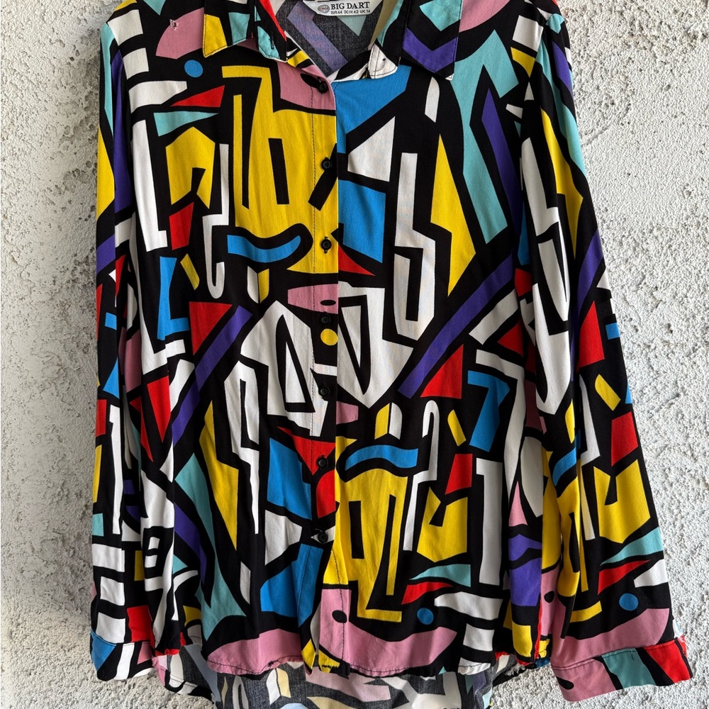 Women's Colorful Geometric Button Down Shirt